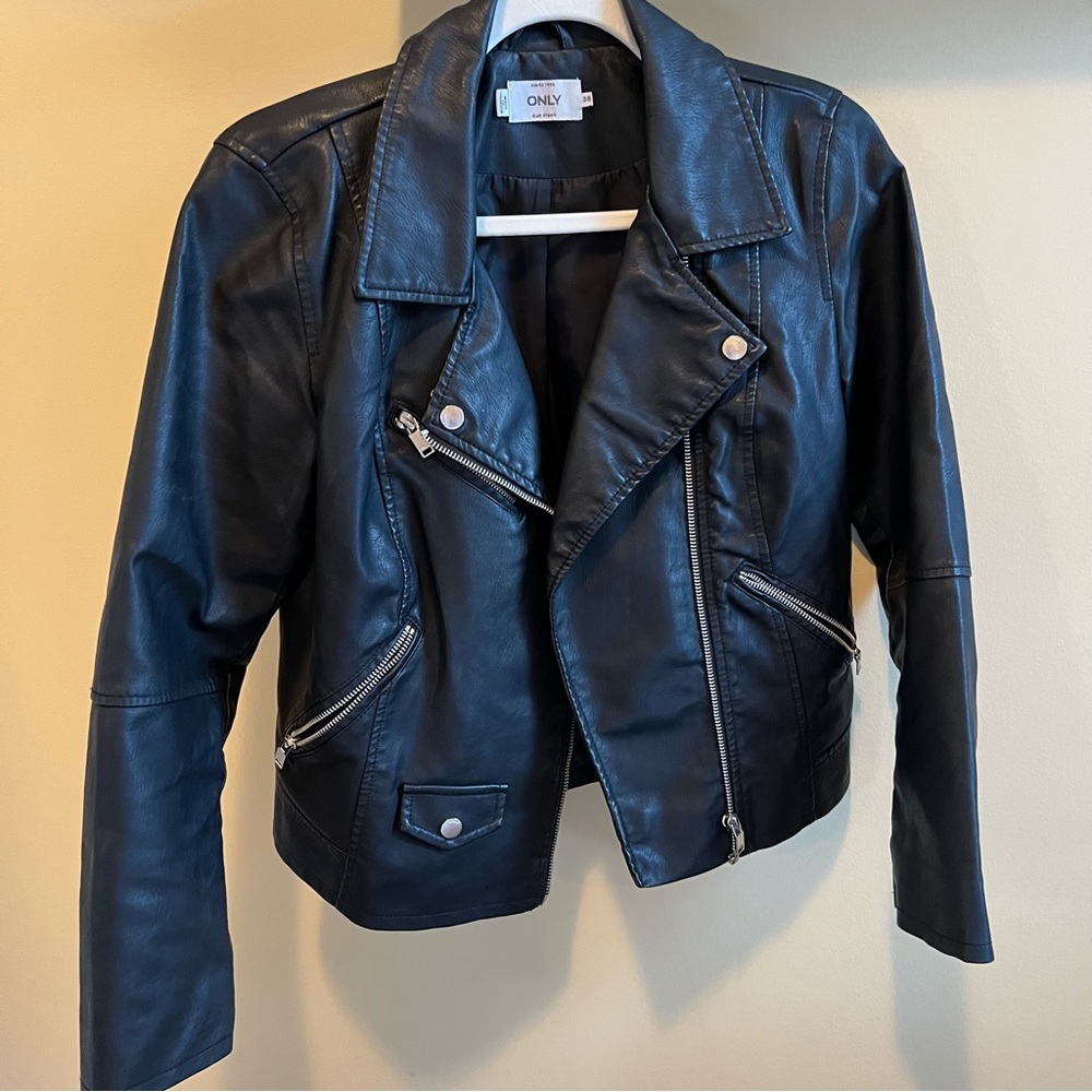 Vegan leather black jacket